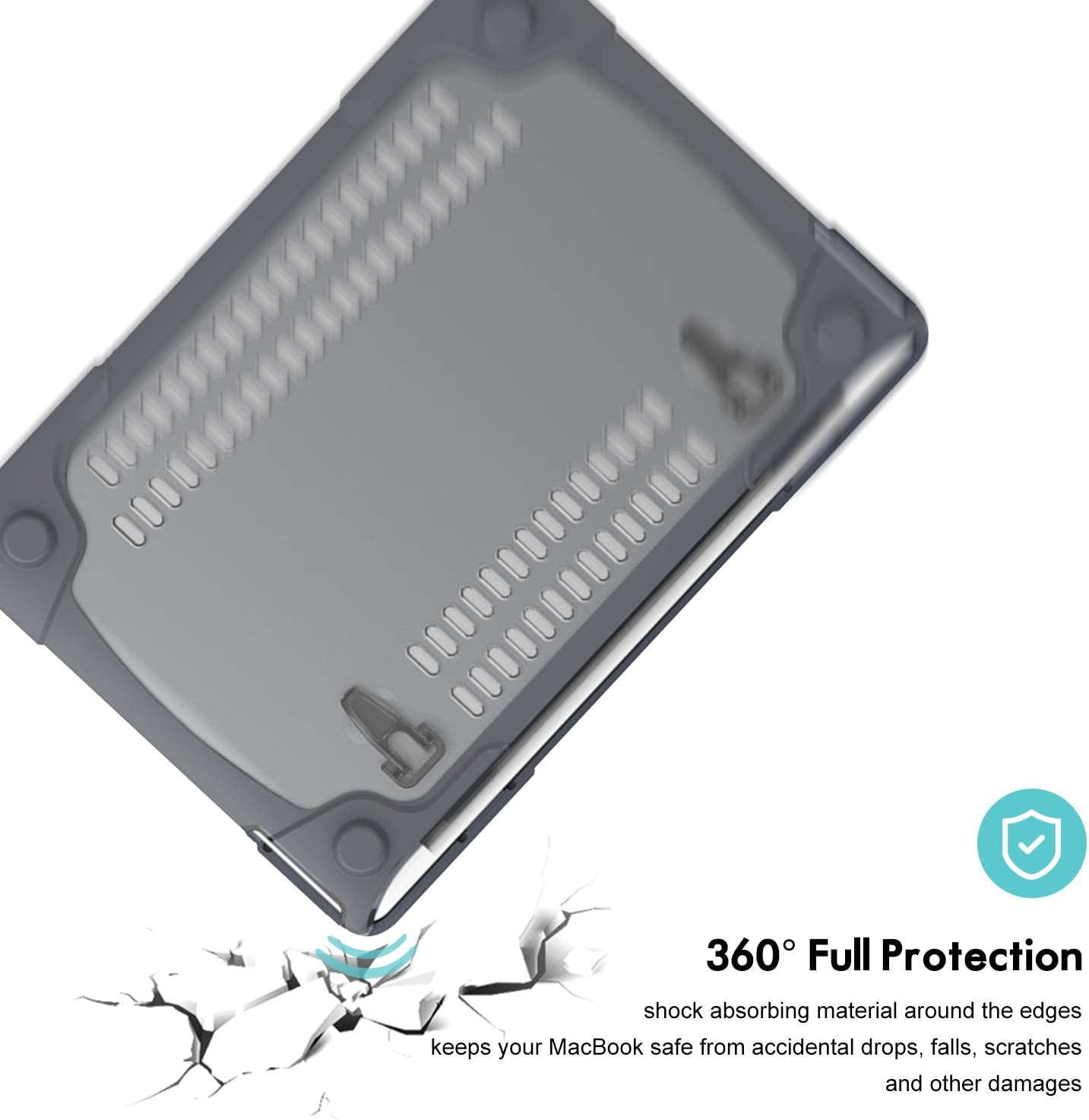 for Macbook Air 13 Inch Case 2020 2019 2018 A2337 M1 A2179 A1932, Heavy Duty Hard Shell Protective Cover with Fold Kickstand -Grey