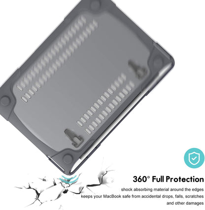 for Macbook Air 13 Inch Case 2020 2019 2018 A2337 M1 A2179 A1932, Heavy Duty Hard Shell Protective Cover with Fold Kickstand -Grey